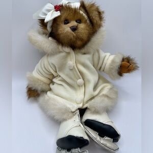 Boyds Bearington Jointed Ice Skating Bear Plush Faux Fur Coat Skates Vintage